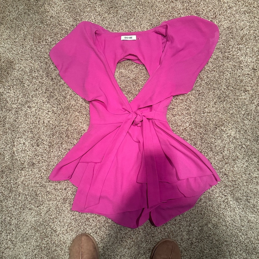 DO+BE Vibrant Pink Ruffle Sleeve Blouse